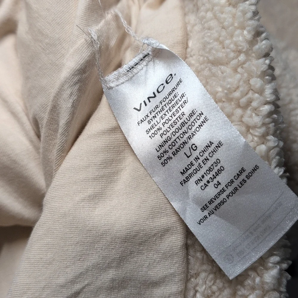 Vince Cream Sandlewood Sherpa Oversized Hooded Pullover Large - Picture 10 of 10